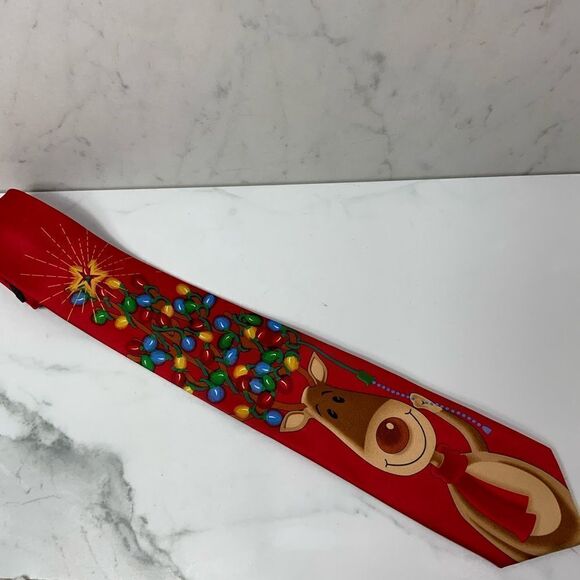 Hallmark Yule Tie Greetings reindeer tie - Picture 1 of 3